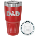 Laser etched red 30 oz vacuum insulated tumbler with 'Dad Golf' design