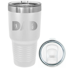 Laser etched white 30 oz vacuum insulated tumbler with 'Dad Golf' design