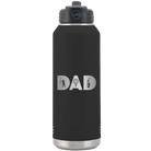 Laser etched black 32 oz vacuum insulated water bottle with 'Dad Golf' design