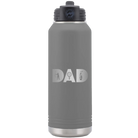 Laser etched dark gray 32 oz vacuum insulated water bottle with 'Dad Golf' design
