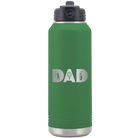 Laser etched green 32 oz vacuum insulated water bottle with 'Dad Golf' design