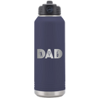 Laser etched navy 32 oz vacuum insulated water bottle with 'Dad Golf' design
