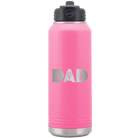Laser etched pink 32 oz vacuum insulated water bottle with 'Dad Golf' design