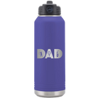 Laser etched purple 32 oz vacuum insulated water bottle with 'Dad Golf' design