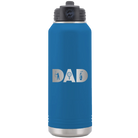 Laser etched royal blue 32 oz vacuum insulated water bottle with 'Dad Golf' design