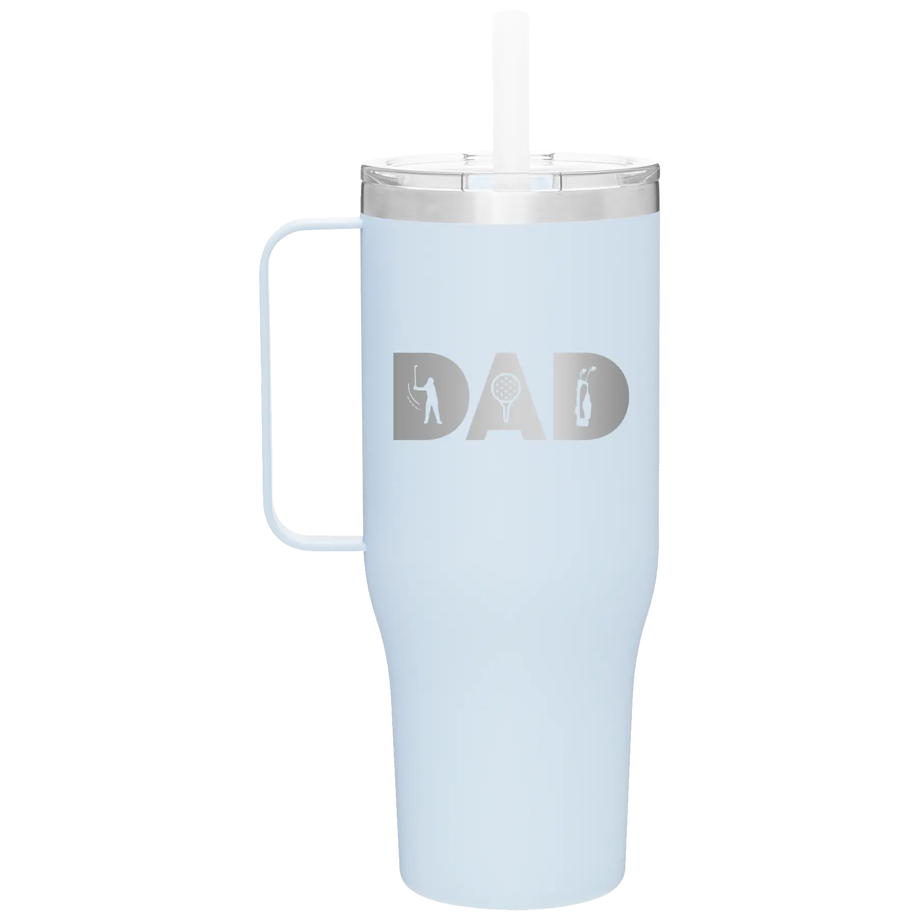 Personalized landfall 40 oz vacuum insulated tumbler mug with 'Dad Golf' design