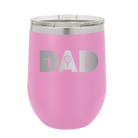 Personalized light purple 12 oz vacuum insulated wine cup with etched 'Dad Golf' design