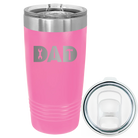 Laser etched pink 20 oz vacuum insulated tumbler with 'Dad Tools' design