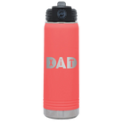 Laser etched coral 20 oz vacuum insulated water bottle with 'Dad Tools' design