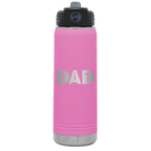 Laser etched light purple 20 oz vacuum insulated water bottle with 'Dad Tools' design