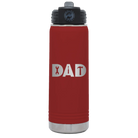 Laser etched maroon 20 oz vacuum insulated water bottle with 'Dad Tools' design