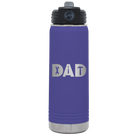 Laser etched purple 20 oz vacuum insulated water bottle with 'Dad Tools' design