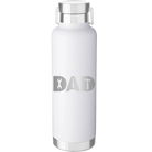 Laser etched white 24 oz vacuum insulated water bottle with 'Dad Tools' design