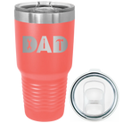Laser etched coral 30 oz vacuum insulated tumbler with 'Dad Tools' design