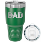 Laser etched green 30 oz vacuum insulated tumbler with 'Dad Tools' design