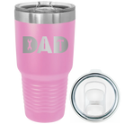Laser etched light purple 30 oz vacuum insulated tumbler with 'Dad Tools' design