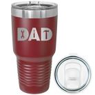 Laser etched maroon 30 oz vacuum insulated tumbler with 'Dad Tools' design
