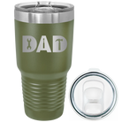 Laser etched olive green 30 oz vacuum insulated tumbler with 'Dad Tools' design