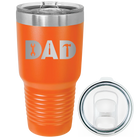 Laser etched orange 30 oz vacuum insulated tumbler with 'Dad Tools' design