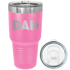 Laser etched pink 30 oz vacuum insulated tumbler with 'Dad Tools' design