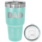 Laser etched teal 30 oz vacuum insulated tumbler with 'Dad Tools' design