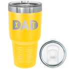 Laser etched yellow 30 oz vacuum insulated tumbler with 'Dad Tools' design