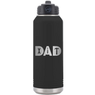Laser etched black 32 oz vacuum insulated water bottle with 'Dad Tools' design