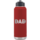 Laser etched maroon 32 oz vacuum insulated water bottle with 'Dad Tools' design