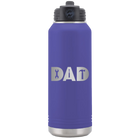 Laser etched purple 32 oz vacuum insulated water bottle with 'Dad Tools' design