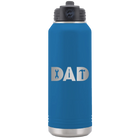 Laser etched royal blue 32 oz vacuum insulated water bottle with 'Dad Tools' design