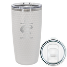Laser etched white 20 oz golf dimples tumbler with 'Daddysaurus' design