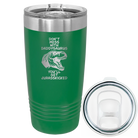 Laser etched green 20 oz vacuum insulated tumbler with 'Daddysaurus' design