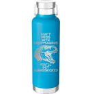 Laser etched aqua 24 oz vacuum insulated water bottle with 'Daddysaurus' design