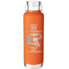 Laser etched orange 24 oz vacuum insulated water bottle with 'Daddysaurus' design