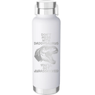 Laser etched white 24 oz vacuum insulated water bottle with 'Daddysaurus' design