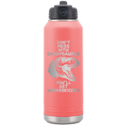 Laser etched coral 32 oz vacuum insulated water bottle with 'Daddysaurus' design