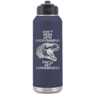 Laser etched navy 32 oz vacuum insulated water bottle with 'Daddysaurus' design