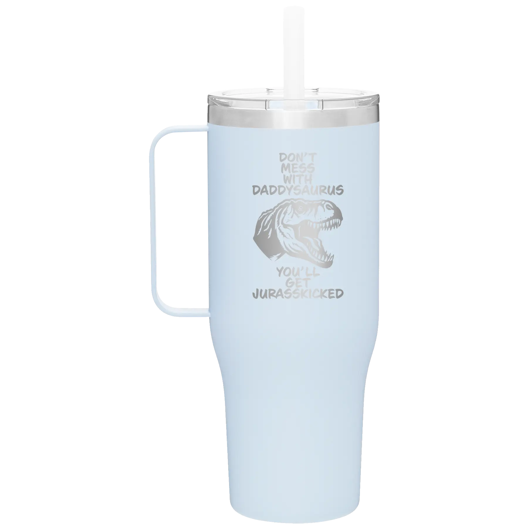 Personalized landfall 40 oz vacuum insulated tumbler mug with 'Daddysaurus' design