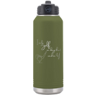 Laser etched olive green 32 oz vacuum insulated water bottle with 'Days that end in Y' design