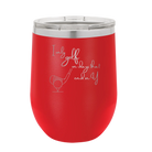 Personalized red 12 oz vacuum insulated wine cup with etched 'Days that end in Y' design