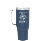Personalized constellation 40 oz vacuum insulated tumbler mug with 'Eat Sleep Golf Repeat' design