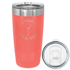 Laser etched coral 20 oz vacuum insulated tumbler with 'Its time to Partee' design