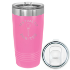 Laser etched pink 20 oz vacuum insulated tumbler with 'Its time to Partee' design