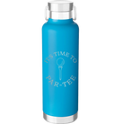 Laser etched aqua 24 oz vacuum insulated water bottle with 'Its time to Partee' design
