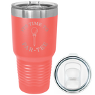 Laser etched coral 30 oz vacuum insulated tumbler with 'Its time to Partee' design
