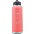 Laser etched coral 32 oz vacuum insulated water bottle with 'Its time to Partee' design