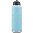 Laser etched light blue 32 oz vacuum insulated water bottle with 'Its time to Partee' design