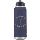 Laser etched navy 32 oz vacuum insulated water bottle with 'Its time to Partee' design