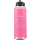 Laser etched pink 32 oz vacuum insulated water bottle with 'Its time to Partee' design