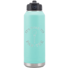 Laser etched teal 32 oz vacuum insulated water bottle with 'Its time to Partee' design